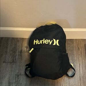 Hurley Black Backpack with Yellow Accents